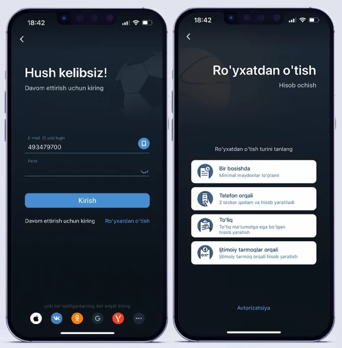 1xbet registratsiya Iphone uchun