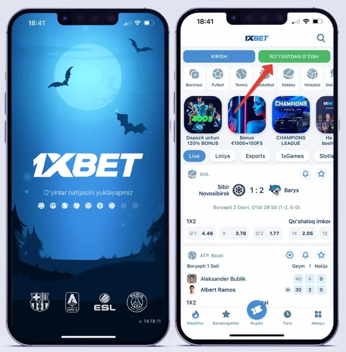 1xbet dasturiga iphone telefoni orqali kirish