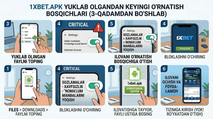 1xbet skachat qilish va o'rnatish bosqichlari